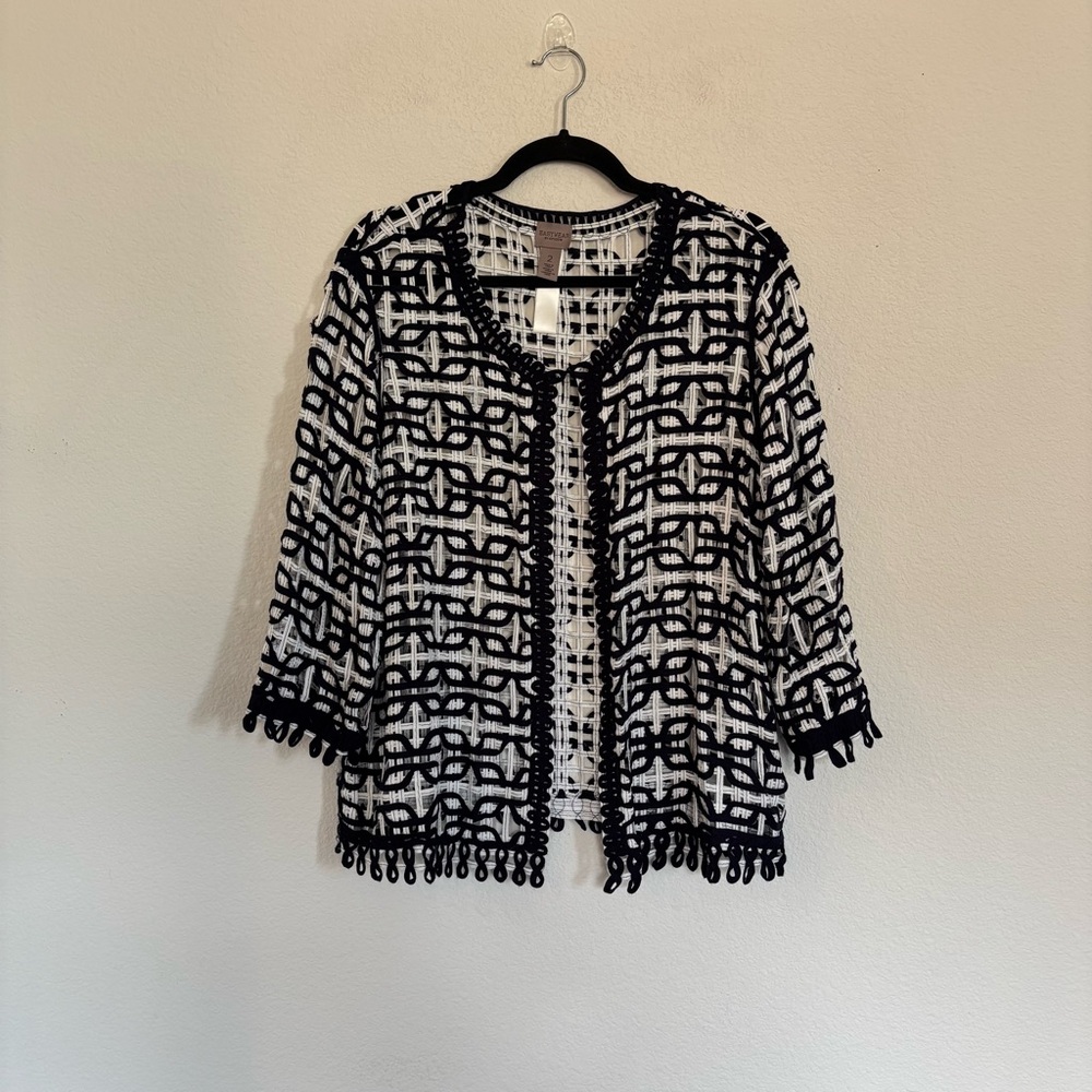 Chicos Easywear Navy Open Knit Cardigan Top